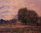 阿尔弗莱德 西斯莱 : Walnut Trees, Sunset, Early Days of October